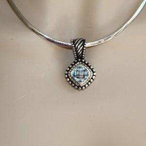 Fili Menegatti 18k Gold Sterling Silver Blue Topaz Pendant